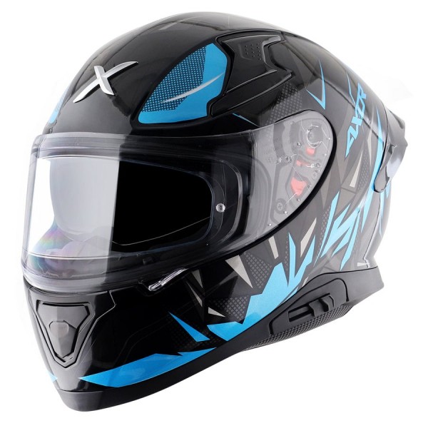 AXOR APEX HUNTER GLOSS BLACK NEON BLUE HELMET