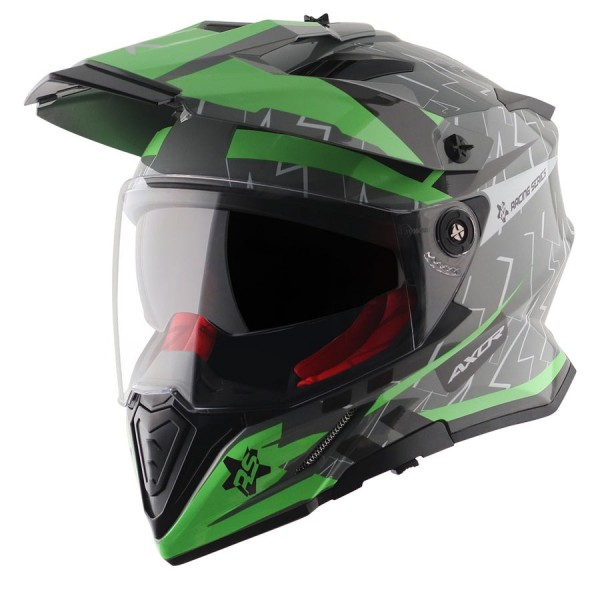 AXOR X-CROSS FLASH DUAL VISOR GLOSS COOL GREY GREEN HELMET