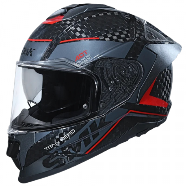 SMK TITAN CARBON NERO GLOSS BLACK GREY RED (GL263) HELMET