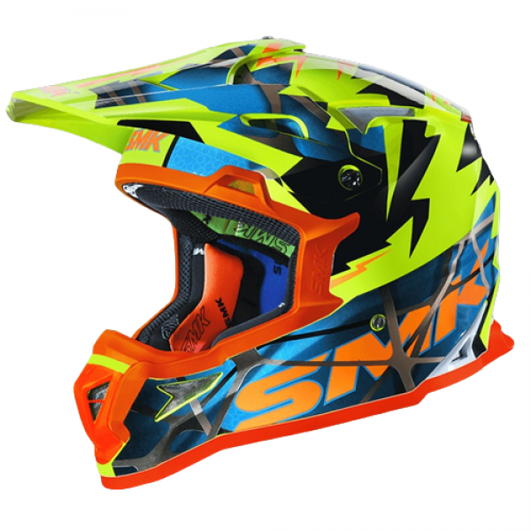 SMK ALLTERRA FULMINE GLOSS YELLOW BLUE ORANGE (GL457) HELMET