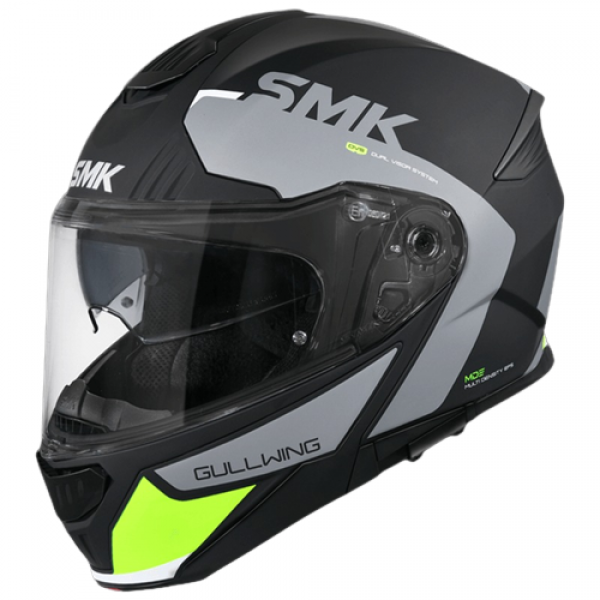 SMK GULLWING KRESTO MATT BLACK GREY YELLOW (MA264) HELMET