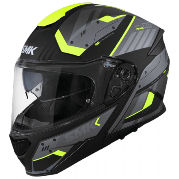 SMK GULLWING TEKKER GLOSS BLACK GREY YELLOW (GL264) HELMET