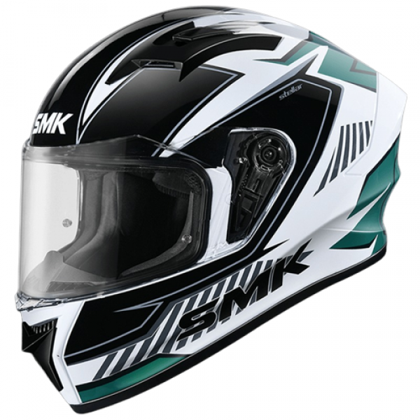 SMK STELLAR ADOX GLOSS WHITE BLACK GREEN (GL182) HELMET