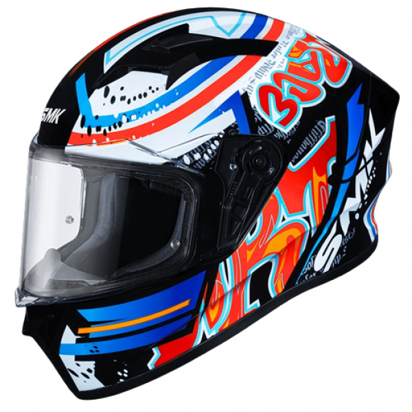 SMK STELLAR GRAFFITI GLOSS BLACK RED ORANGE (GL237) HELMET