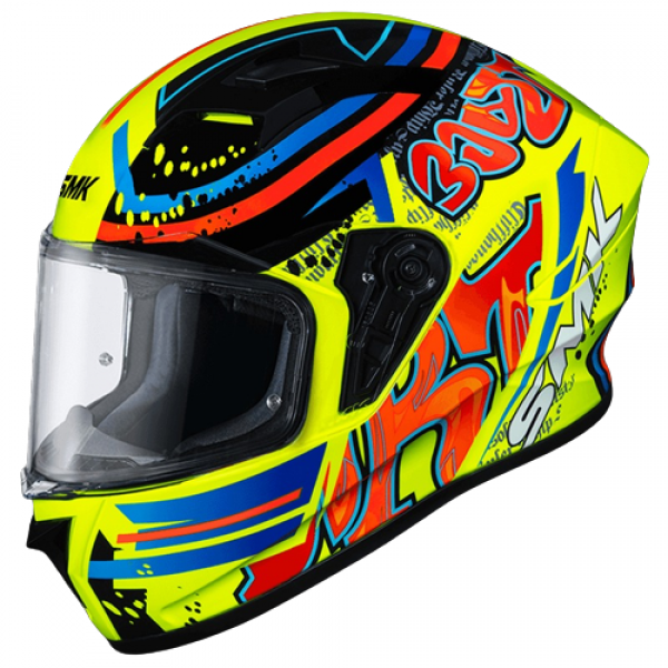 SMK STELLAR GRAFFITI GLOSS YELLOW RED ORANGE (GL437) HELMET