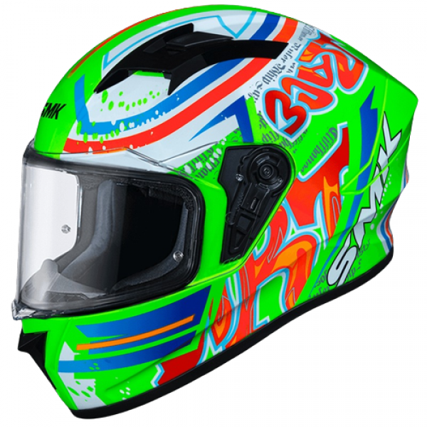 SMK STELLAR GRAFFITI GLOSS GREEN RED ORANGE (GL837) HELMET