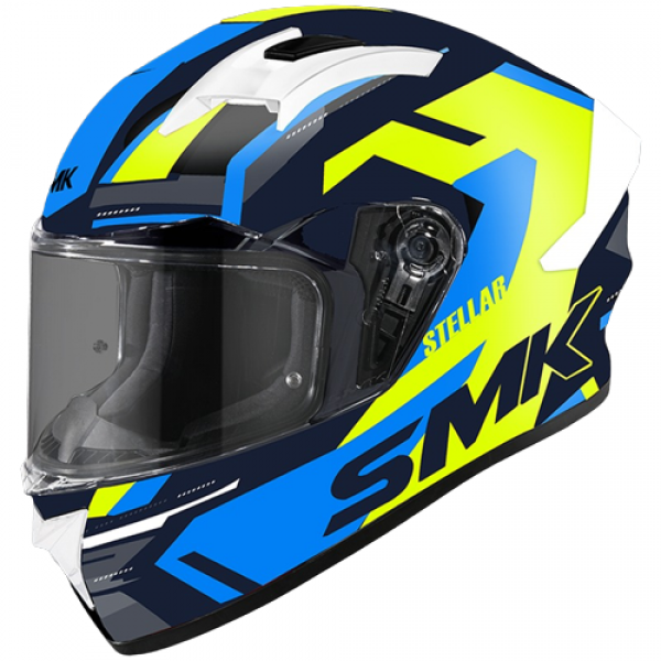 SMK STELLAR K POWER MATT BLACK YELLOW BLUE (MA245) HELMET