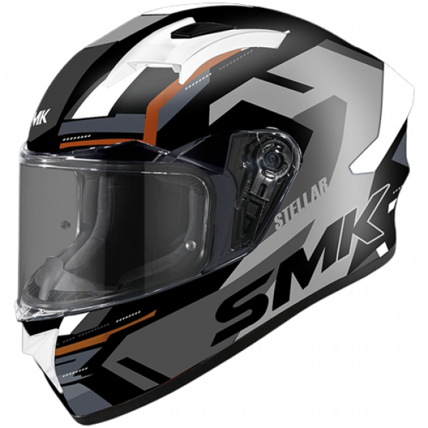 SMK STELLAR K POWER GLOSS BLACK GREY ORANGE (GL267) HELMET