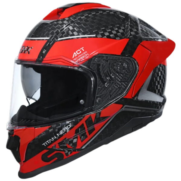 SMK TITAN CARBON NERO GLOSS BLACK RED GREY (GL236) HELMET