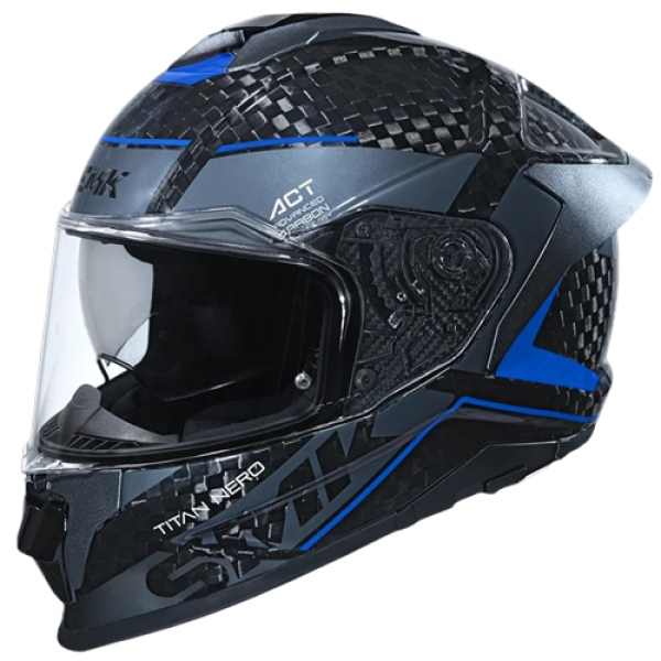 SMK TITAN CARBON NERO GLOSS BLACK GREY BLUE (GL256) HELMET