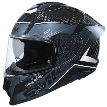 SMK TITAN CARBON NERO GLOSS BLACK GREY WHITE (GL261) HELMET