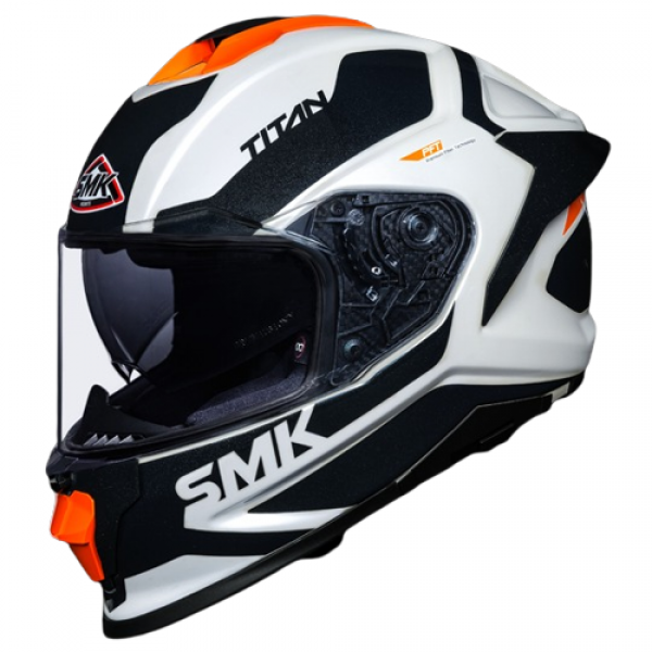 SMK TITAN AROK GLOSS WHITE GREY ORANGE (GL167) HELMET