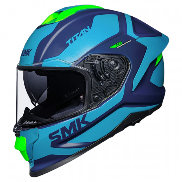 SMK TITAN AROK MATT BLUE HI VIZ GREEN (MA558) HELMET