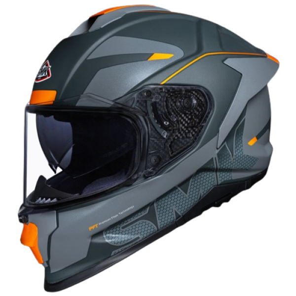 SMK TITAN FIREFLY MATT GREY ORANGE (MA667) HELMET