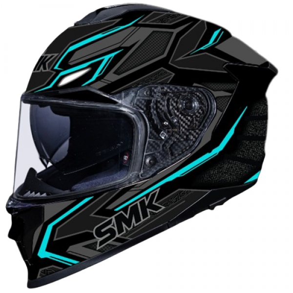 SMK TITAN PANTHER MATT BLACK GREY BLUE (MA265) HELMET