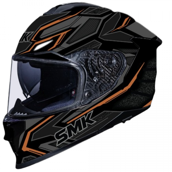 SMK TITAN PANTHER MATT BLACK GREY ORANGE (MA267) HELMET