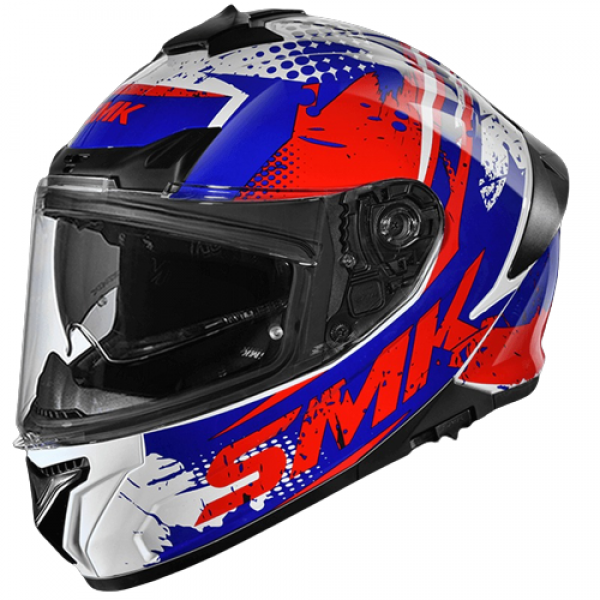 SMK TYPHOON GRUNGE MATT WHITE BLUE RED (MA153) HELMET