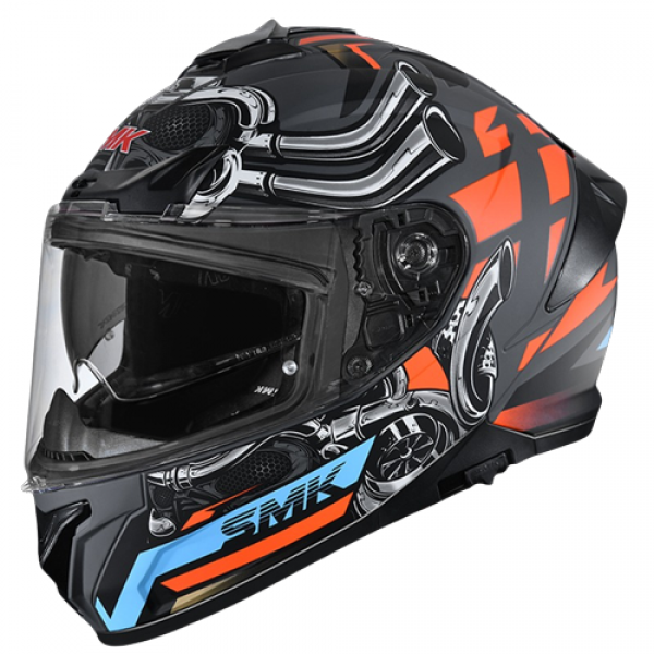 SMK TYPHOON MOTORHEAD GLOSS GREY ORANGE (GL676) HELMET