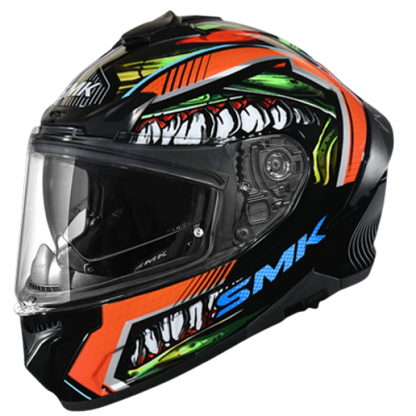 SMK TYPHOON RAPTOR GLOSS BLACK RED ORANGE  (GL237) HELMET