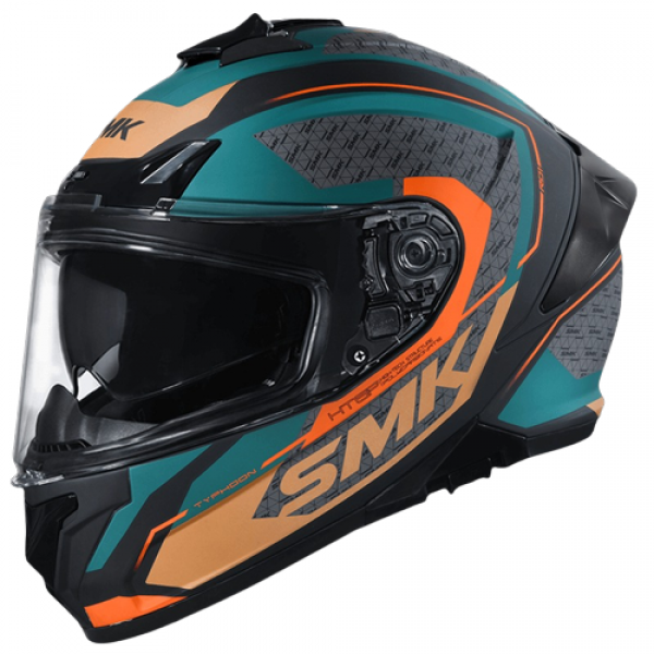 SMK TYPHOON RD1 MATT BLACK GREEN ORANGE (MA287) HELMET