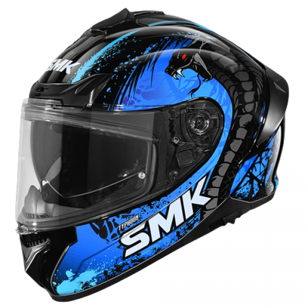 SMK TYPHOON REPTILE GLOSS BLACK BLUE (GL255) HELMET