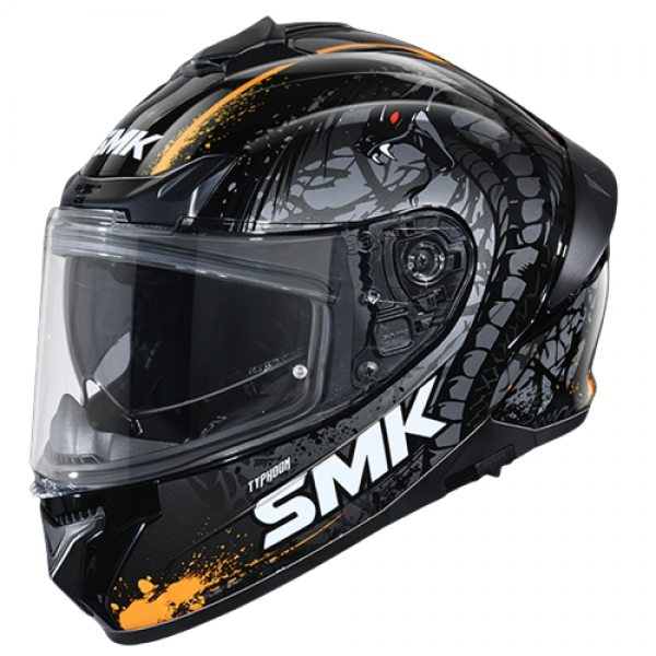 SMK TYPHOON REPTILE GLOSS BLACK GREY ORANGE (GL267) HELMET