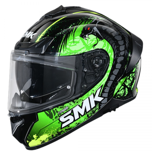 SMK TYPHOON REPTILE GLOSS BLACK GREEN (GL284) HELMET